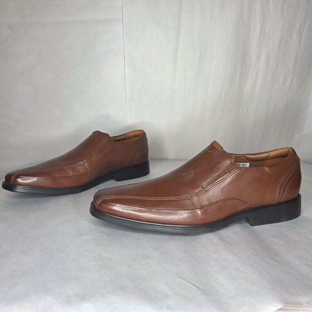 Clarks Clarkslite Ave Brown Leather Slip-On Loafers, Size: 12 Wide